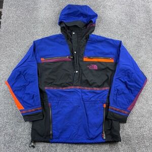 Vintage The North Face Rage Jacket Mens Large Blue Black Pullover Anorak Damaged